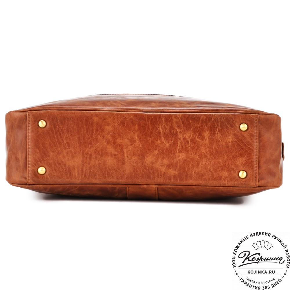 Кожаная деловая сумка "Окленд нью" (рыжий антик)